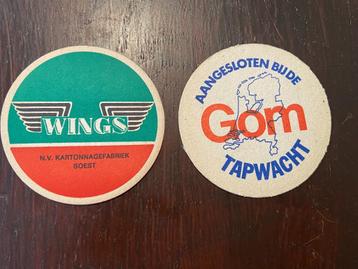Wings kartonagefabriek Soest bierviltje & GOM Tapwacht. beschikbaar voor biedingen