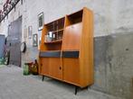 Mid Century Design Highboard Vintage Vitrine Bar Kast Zwart, Gebruikt, Metaal, Met deur(en), 150 tot 200 cm