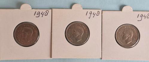 3x One Shilling 1948 George VI – Bijna UNC,, Postzegels en Munten, Munten | Europa | Niet-Euromunten, Overige landen, Zilver, Ophalen of Verzenden