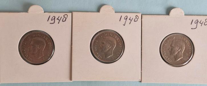 3x One Shilling 1948 George VI – Bijna UNC,, Postzegels en Munten, Munten | Europa | Niet-Euromunten, Overige landen, Zilver, Ophalen of Verzenden