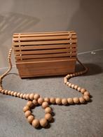 Bamboe tas met houten kralen, Sieraden, Tassen en Uiterlijk, Tassen | Damestassen, Ophalen of Verzenden, Zo goed als nieuw, Beige