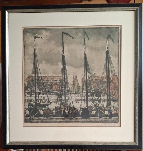 Grote ets haven Scheveningen, Antiek en Kunst, Kunst | Schilderijen | Klassiek, Ophalen