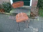 vintage KEUKENSTOEL CHROOM formica stoel jaren '60 houtprint, Ophalen of Verzenden, Gebruikt, Metaal, Eén