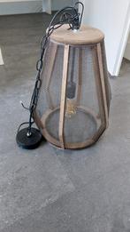 Hanglamp bruin hout met gaas en gratis spiraallamp, Ophalen of Verzenden, Gebruikt, Hout, Minder dan 50 cm