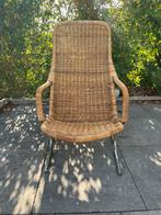 Dirk van Sliedrecht stoel, model 514, rotan/ chroom, Huis en Inrichting, Ophalen, Bruin, Riet of Rotan, Zo goed als nieuw