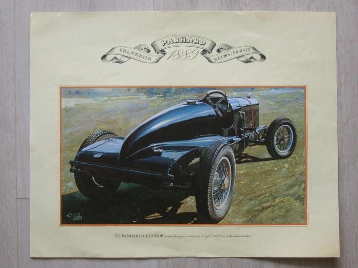 Litho plaat affiche oude auto E. Kuhn 9 stuks 33 x 41,5 cm, Verzamelen, Automerken, Motoren en Formule 1, Zo goed als nieuw, Auto's