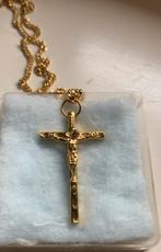 Goud Double Kruisje met Ketting - Nieuw!, Ophalen of Verzenden, Nieuw, Goud, Kruis of Symbool