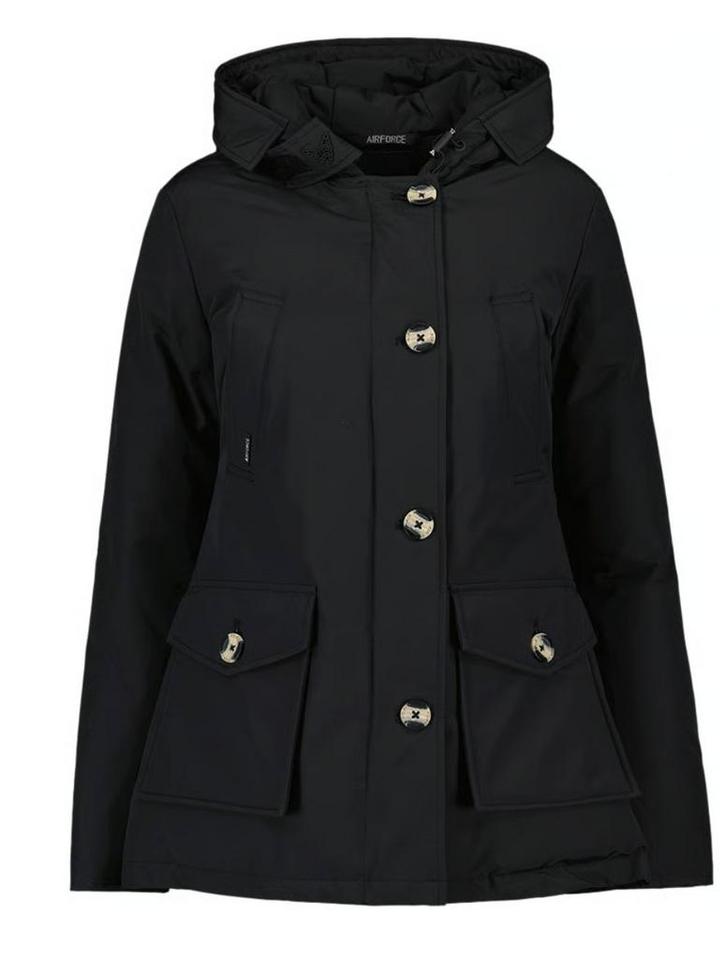 Airforce Parka zwarte jas, Kleding | Dames, Jassen | Winter, Zo goed als nieuw, Maat 46/48 (XL) of groter, Zwart, Ophalen of Verzenden