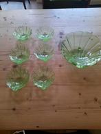 Vintage Groene glazen schalen set, Ophalen of Verzenden
