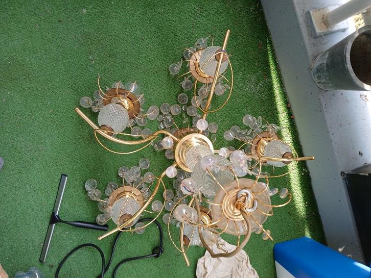 Kristallen Kroonluchters - Set van 2, Huis en Inrichting, Lampen | Kroonluchters, Gebruikt, Glas, Metaal, Ophalen of Verzenden
