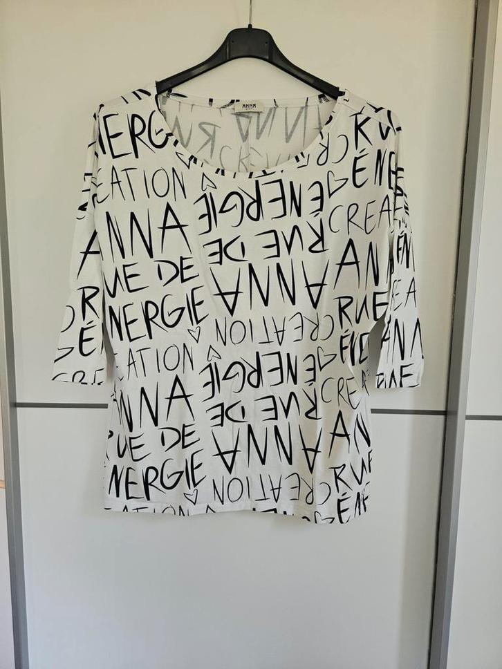 Anna van Toor shirt met letters maat XXL, Kleding | Dames, T-shirts, Zo goed als nieuw, Maat 46/48 (XL) of groter, Wit, Korte mouw