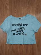 Kort blauw cowboy t-shirt, maat S., Kleding | Dames, T-shirts, Blauw, Zo goed als nieuw, Ophalen, Korte mouw