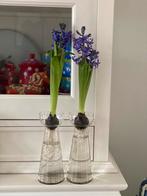 Twee grote hyacintvazen, Minder dan 50 cm, Glas, Ophalen of Verzenden, Overige kleuren