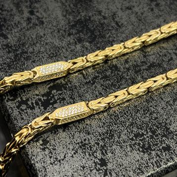 14 karaats gouden koningsketting steentjes schakel beschikbaar voor biedingen