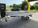 Polyester boot incl trailer en fluistermotor, Watersport en Boten, Ophalen, Tot 10 pk, Elektrisch, Zo goed als nieuw