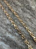 14k gouden massieve platte koningsketting met witgoud 70 cm, Sieraden, Tassen en Uiterlijk, Kettingen, Ophalen of Verzenden