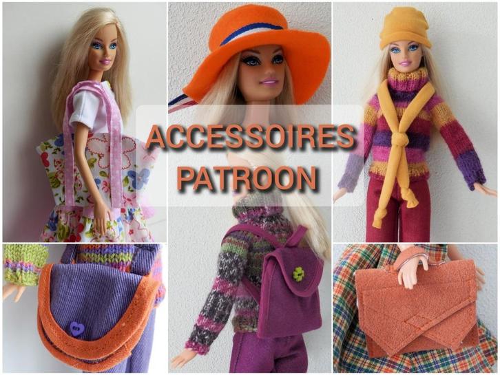 Naaipatroon barbiekleertjes - tassen, hoed, mutsje en sjaal, Kinderen en Baby's, Speelgoed | Poppen, Nieuw, Barbie, Ophalen