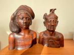 Art Deco Balinese Houten Bruidspaar Bustes (ca. 1940-1950), Antiek en Kunst, Kunst | Beelden en Houtsnijwerken, Ophalen
