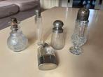 Vintage glaswerk: voorraad potjes/flesjes en zoutstrooier, Antiek en Kunst, Antiek | Glas en Kristal, Ophalen of Verzenden