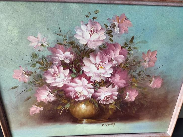 Bloemstilleven T Story, Antiek en Kunst, Kunst | Schilderijen | Klassiek, Ophalen of Verzenden