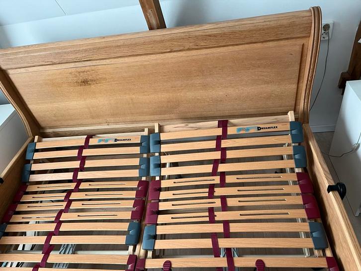Massief Eiken Ledikant 160x200 (2x80 cm) elektrische bodem, Huis en Inrichting, Slaapkamer | Bedden, Zo goed als nieuw, Tweepersoons