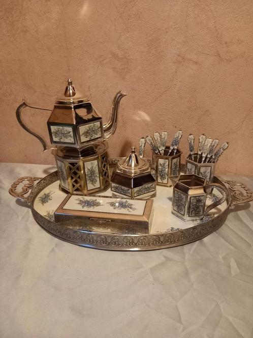 Pako Rhenen vergeet-mij-niet servies verzilverd, Antiek en Kunst, Antiek | Servies compleet, Ophalen of Verzenden