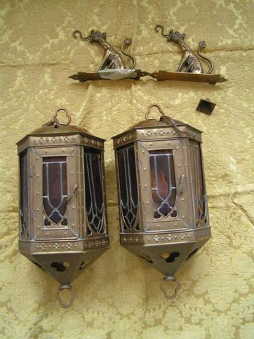 2 antieke lampen lantaarns art nouveau nr LL 184 beschikbaar voor biedingen