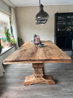 Massief teakhouten kloostertafel, Ophalen, 200 cm of meer, Zo goed als nieuw, Vijf personen of meer