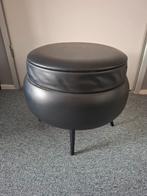 Vintage poef zwart, Ophalen, Gebruikt, Rond, Minder dan 50 cm