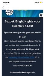 Bright Night Korting Ticket Walibi Prijs verschilt p.hoeveel, Tickets en Kaartjes, Eén persoon, Kortingskaart