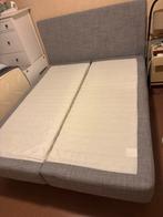 IKEA Boxspring 160x200 met Hoofdbord - Grijs, Gebruikt, Tweepersoons, Ophalen of Verzenden, 200 cm