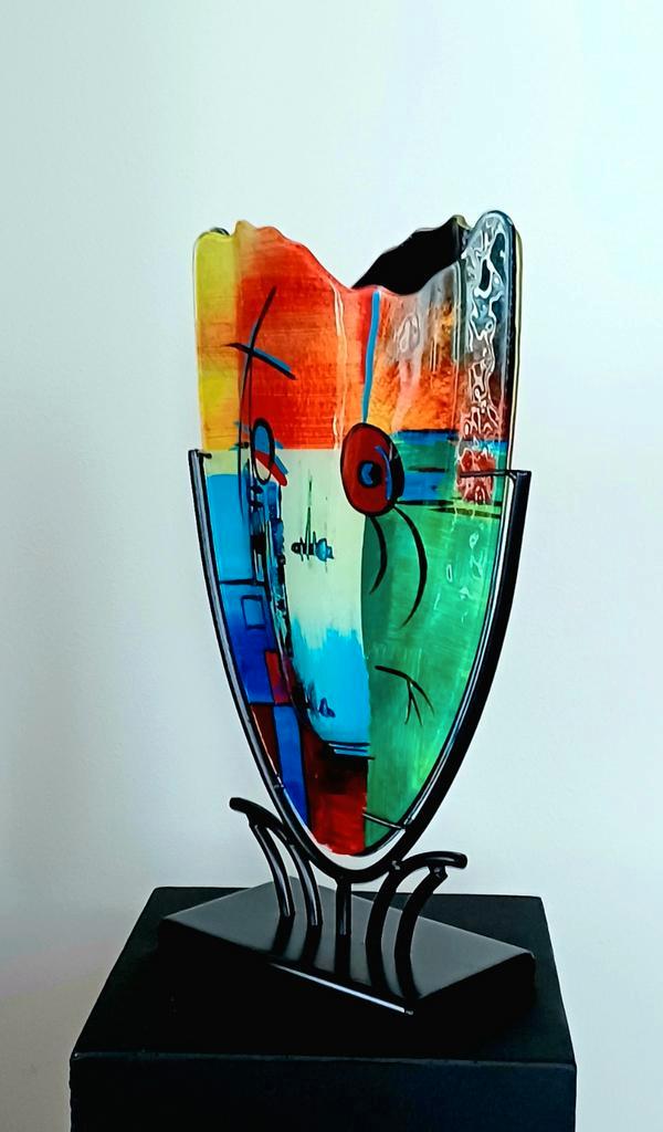 Glasvaas met abstract design, Antiek en Kunst, Kunst | Overige Kunst, Ophalen of Verzenden