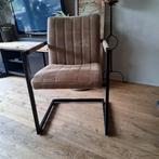 Te koop 4 eetkamerstoelen leer met metaal ., Huis en Inrichting, Stoelen, Ophalen, Gebruikt, Overige kleuren, Metaal