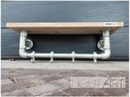 Kapstok medilux steigerbuis met steigerhout, Huis en Inrichting, Woonaccessoires | Kapstokken, Wandkapstok, Info@hout-art.nl, Nieuw