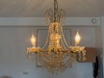 Mooie messing kroonluchter met 3 armen, Huis en Inrichting, Lampen | Kroonluchters, Ophalen, Gebruikt, Glas, Barok