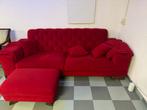 Rode bank met poef, Huis en Inrichting, Banken | Sofa's en Chaises Longues, Ophalen, Gebruikt, Barok, Driepersoons