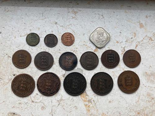 Mooi lot 15 verschillende munten Guernsey 1830-1966, Postzegels en Munten, Munten | Europa | Niet-Euromunten, Overige landen, Ophalen of Verzenden