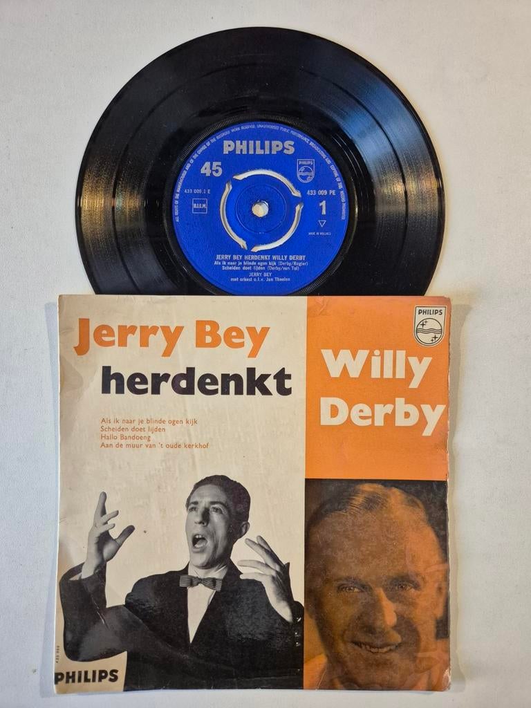 EP Jerry Bey herdenkt Willy Derby, 7 inch, Ophalen of Verzenden, Zo goed als nieuw, EP