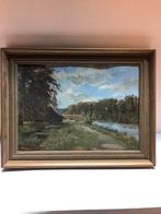 Olie schilderij stadsgezicht, Antiek en Kunst, Kunst | Schilderijen | Klassiek, Ophalen of Verzenden