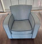 Lichtblauwe fauteuil met stevige zitting, Huis en Inrichting, Fauteuils, Ophalen, Gebruikt, Stof, 75 tot 100 cm