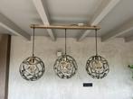 Hanglamp 3 open bollen, Huis en Inrichting, Lampen | Hanglampen, Ophalen, Gebruikt, Metaal, 75 cm of meer