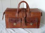 Vintage Marokkaanse reistas, leer, Sahara, Ophalen, 40 tot 60 cm, 20 tot 30 cm, Bruin