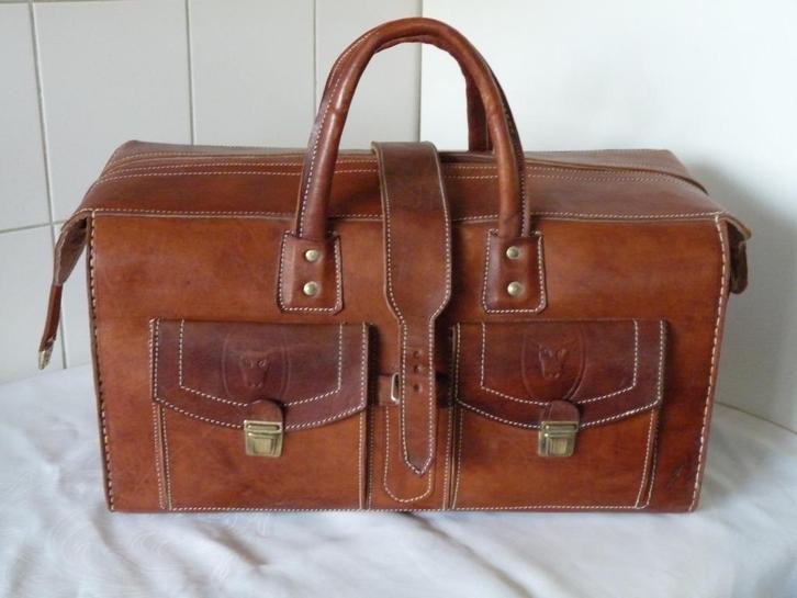 Vintage Marokkaanse reistas, leer, Sahara, Sieraden, Tassen en Uiterlijk, Tassen | Reistassen en Weekendtassen, Zo goed als nieuw