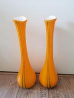Murano vazen oranje / design vazen 2 stuks, Ophalen of Verzenden