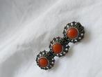 Zeeuwse zilveren broche met bloedkoralen, Sieraden, Tassen en Uiterlijk, Antieke sieraden, Ophalen of Verzenden, Zilver, Broche