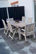 Teak houten tuinset, Ophalen, Gebruikt, 6 zitplaatsen, Teakhout
