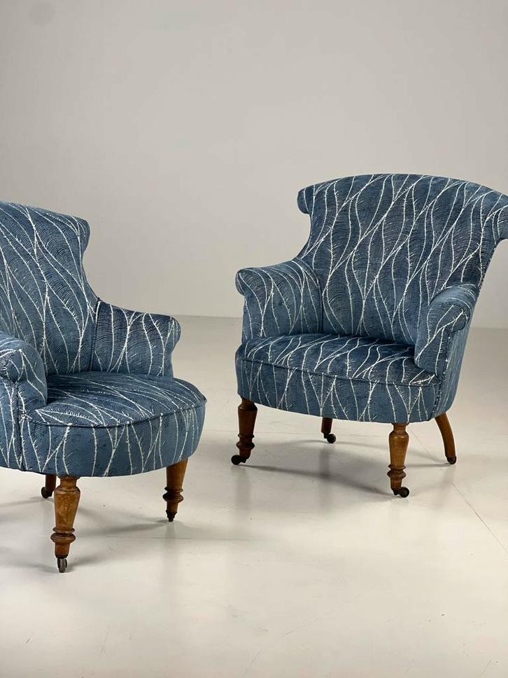 Franse Bergères Fauteuils 19e eeuw antiek, Huis en Inrichting, Fauteuils, Zo goed als nieuw, Minder dan 50 cm, 75 tot 100 cm, Ophalen