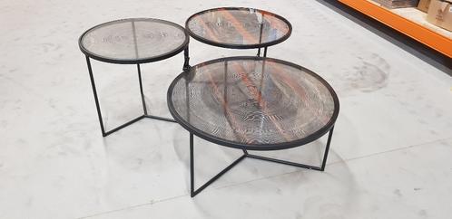 Salontafel Rond Zwart Glas Nieuw in doos: €519 voor €225!, Huis en Inrichting, Tafels | Salontafels, Nieuw, Minder dan 50 cm, 50 tot 100 cm