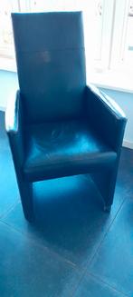 Zwarte lederen eetkamerstoel op wieltjes - set van 6, Huis en Inrichting, Stoelen, Ophalen, Zwart, Leer, Zo goed als nieuw