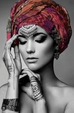 Glasschilderij Henna vrouw tattoeage 120x80 cm, Ophalen, Zo goed als nieuw, Schilderij, 75 tot 100 cm